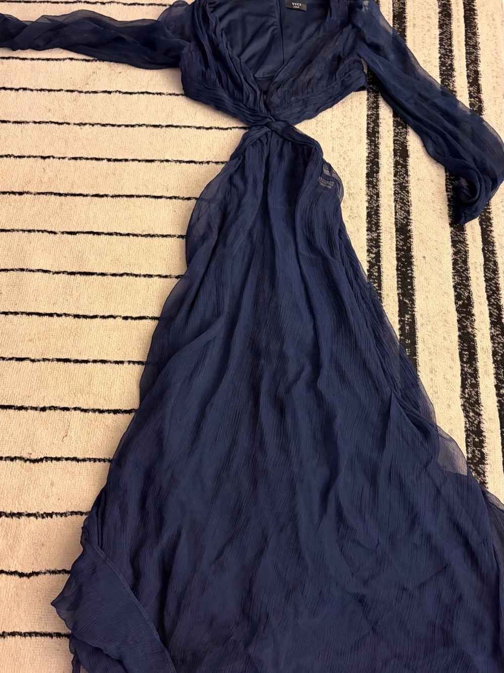 Vici Navy Blue Long Wrap Maxi Dress